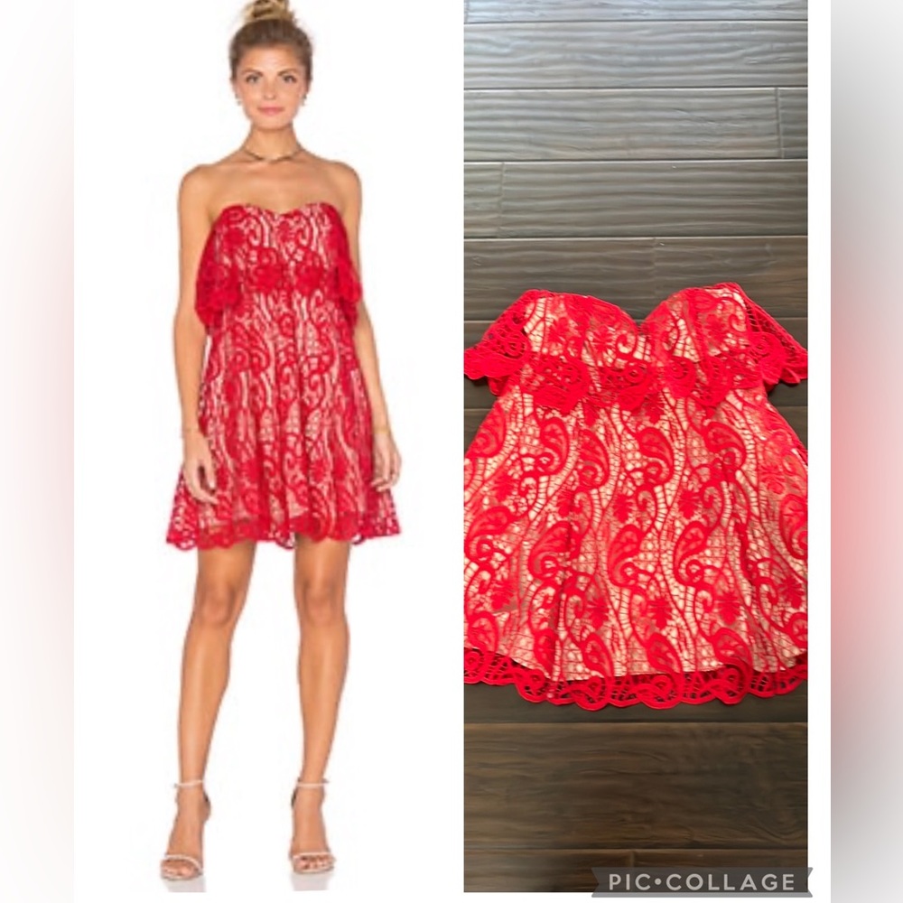 The Jet Set Diaries Lolita Red Eyelet Mini Dress Crimson M